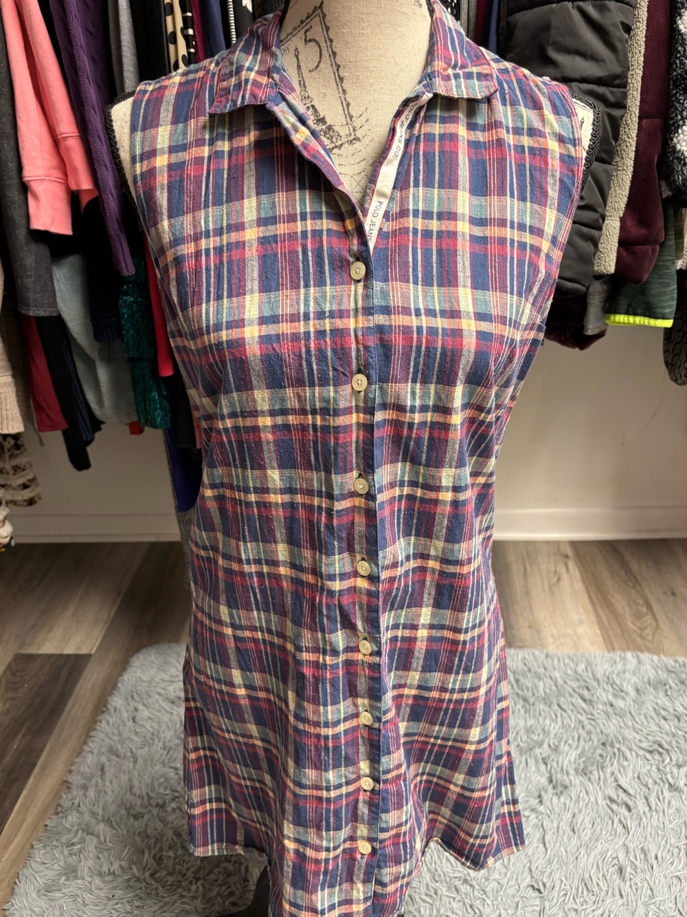 Y2K Polo Jeans Co. Ralph Lauren “Sleeveless Madras Plaid Shirtdress”
